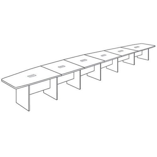 OfficeSource | OS Laminate Conference Tables | Expandable Boat Shaped Conference Table with Slab Base - 25.8'
